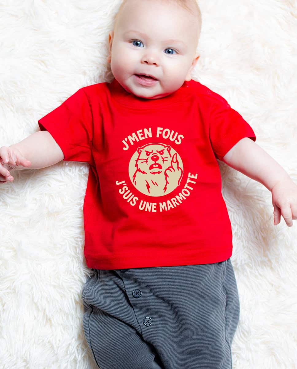 T SHIRT BEBE : J’men fous j’suis une marmotte ! – Image 3