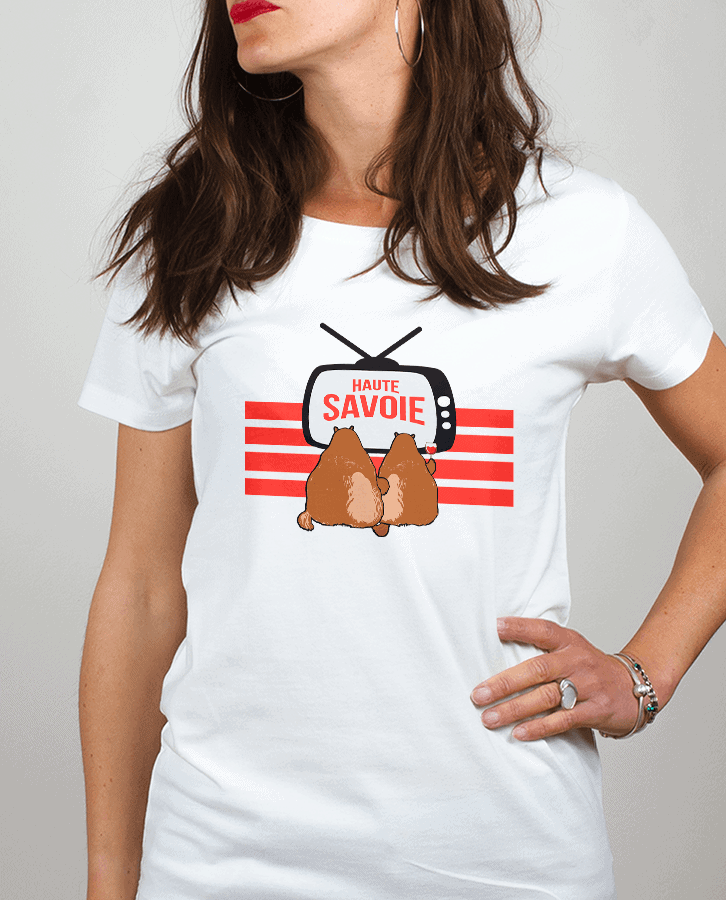 PROMO T-SHIRT FEMME : MARMOTTES TV HAUTE SAVOIE-BLANC-XL