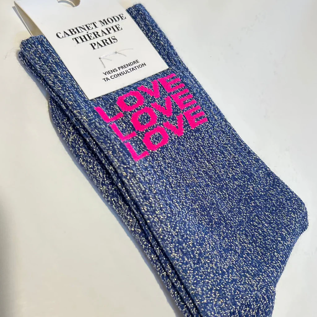 Chaussette Kids "Love Love Love" Argenté - Cabinet Mode Thérapie – Image 3