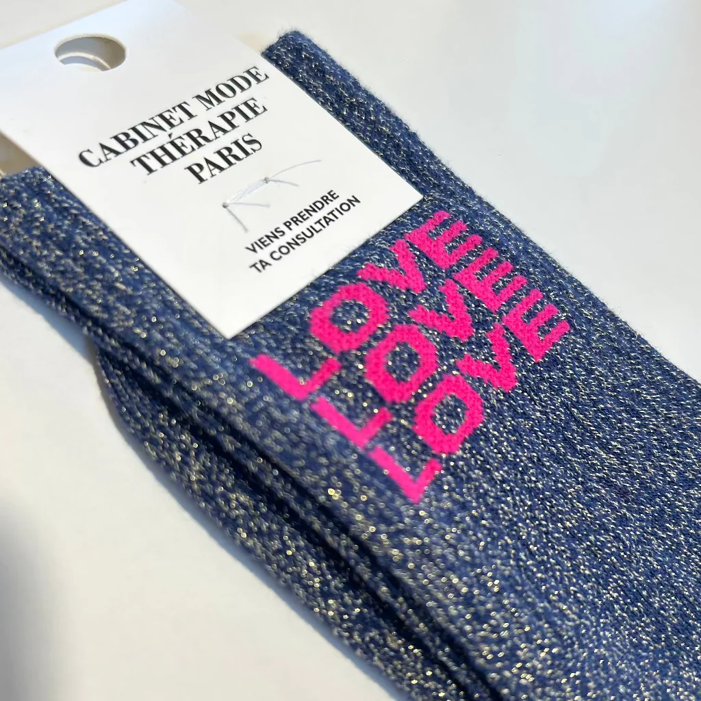 Chaussette Kids "Love Love Love" Argenté - Cabinet Mode Thérapie