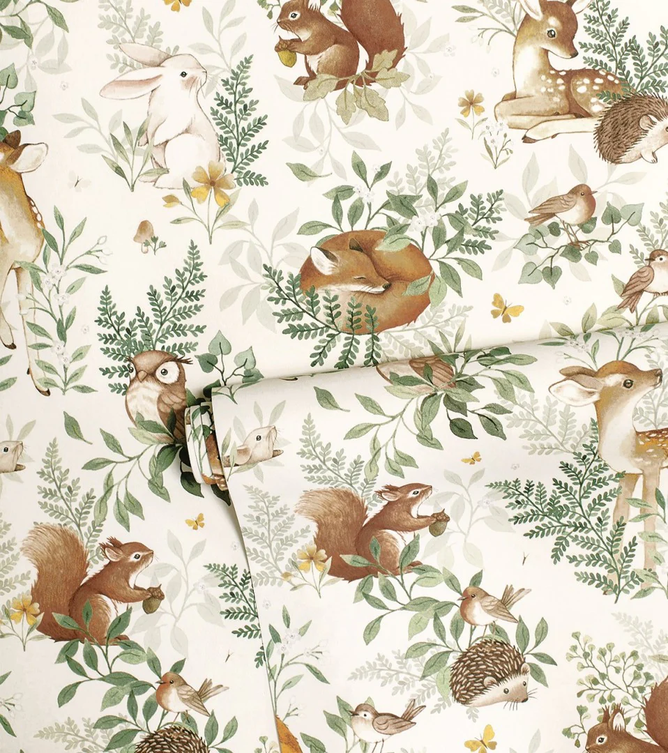 Papier Peint Forest Animaux de la Forêt Beige - Lilipinso – Image 2