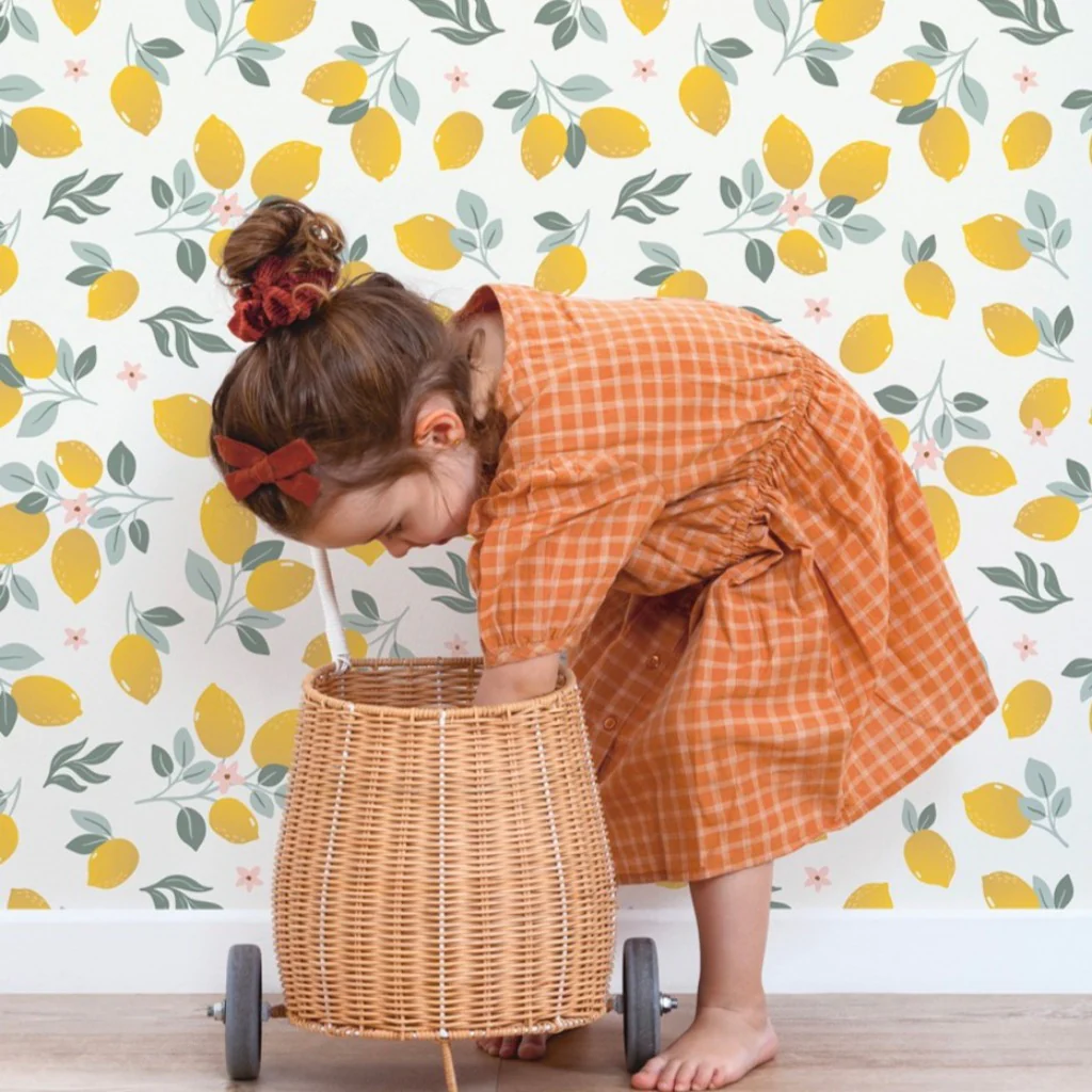 Papier Peint Louise Citrons Jaunes - Lilipinso