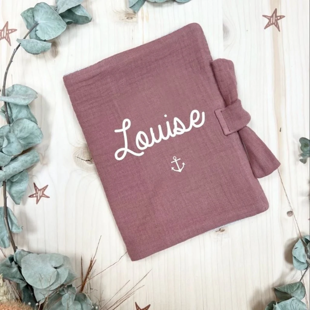 Protège Carnet de Santé Personnalisable Lin Vieux Rose - Oh la la Paris – Image 3